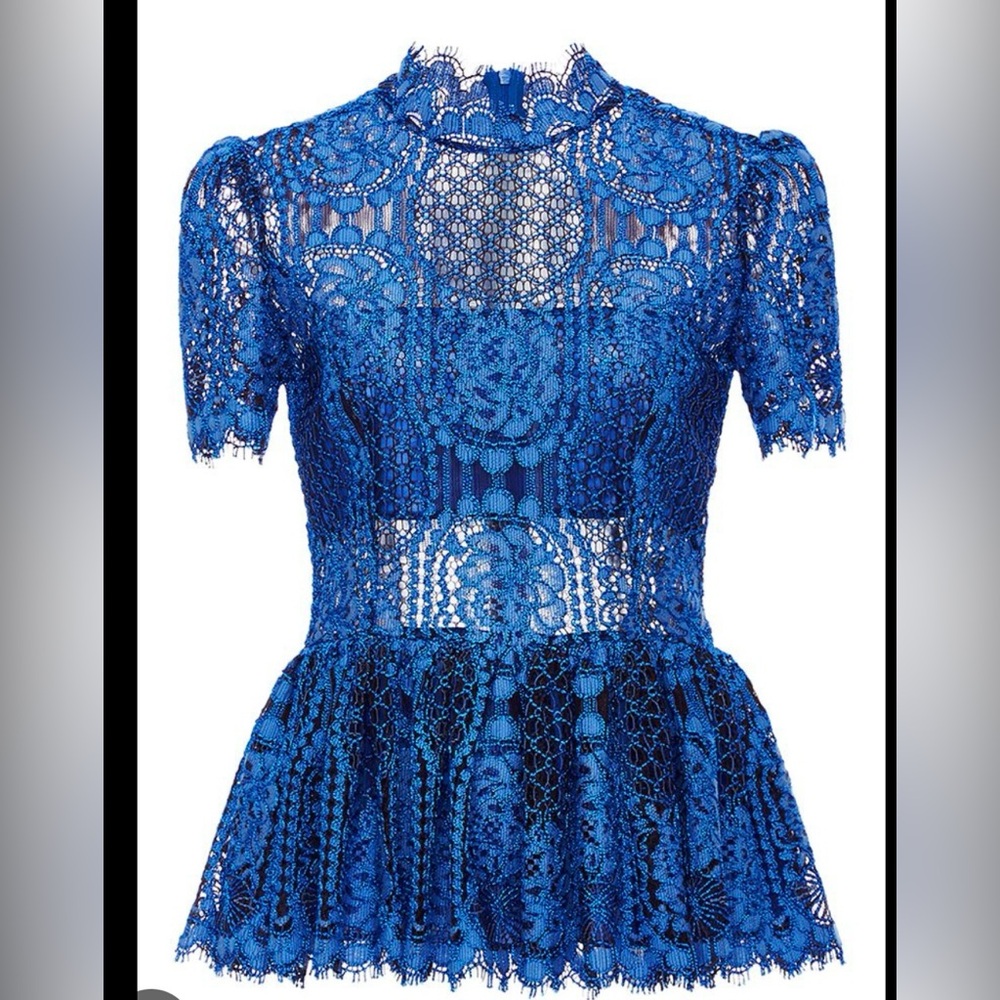 Alexis Elle lace peplum blouse "passionate blue" medium